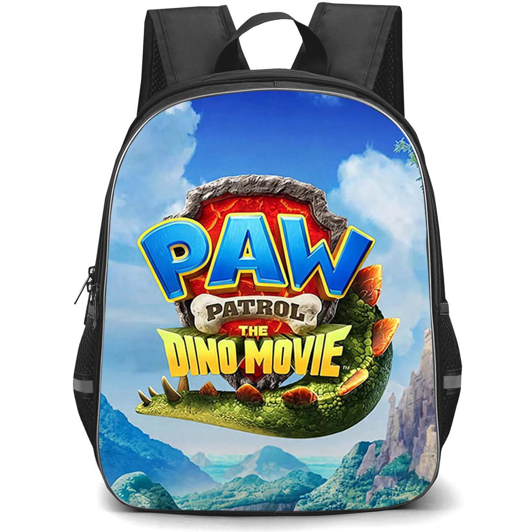 PAW Patrol The Dino Movie Backpack School Bag StudentPack - PAW Patrol The Dino Movie Logo On Mountain Landscape Background
