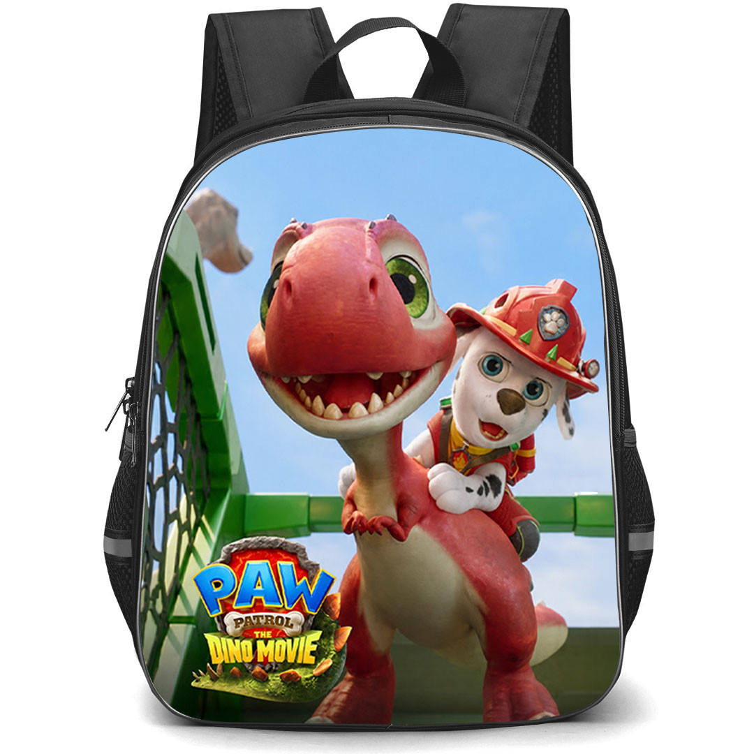 PAW Patrol The Dino Movie Backpack School Bag StudentPack - PAW Patrol The Dino Movie Marshall Riding Rhubarb 3D Art Poster