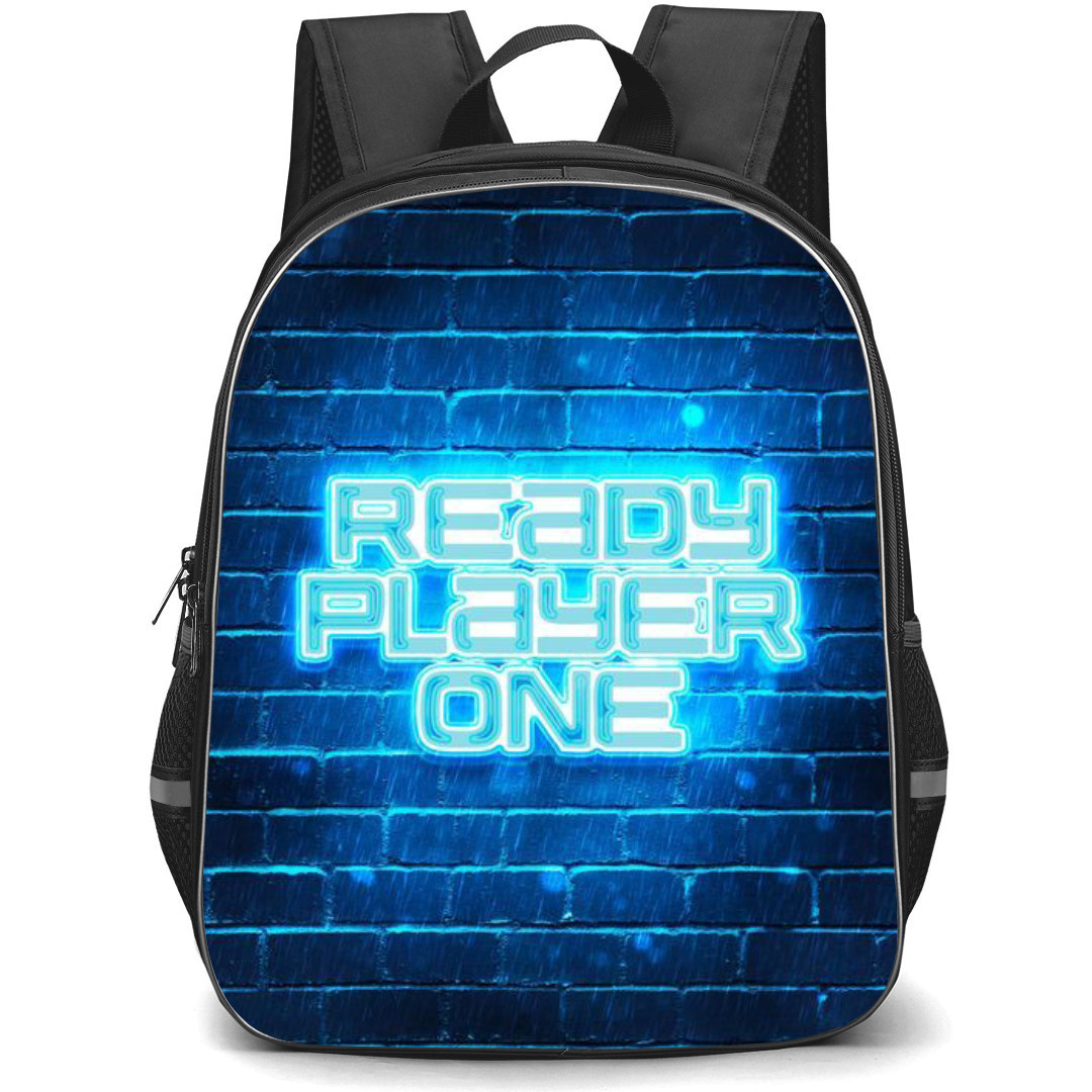 Ready Player One Backpack StudentPack - Ready Player One Neon Light On Blue Brick Poster