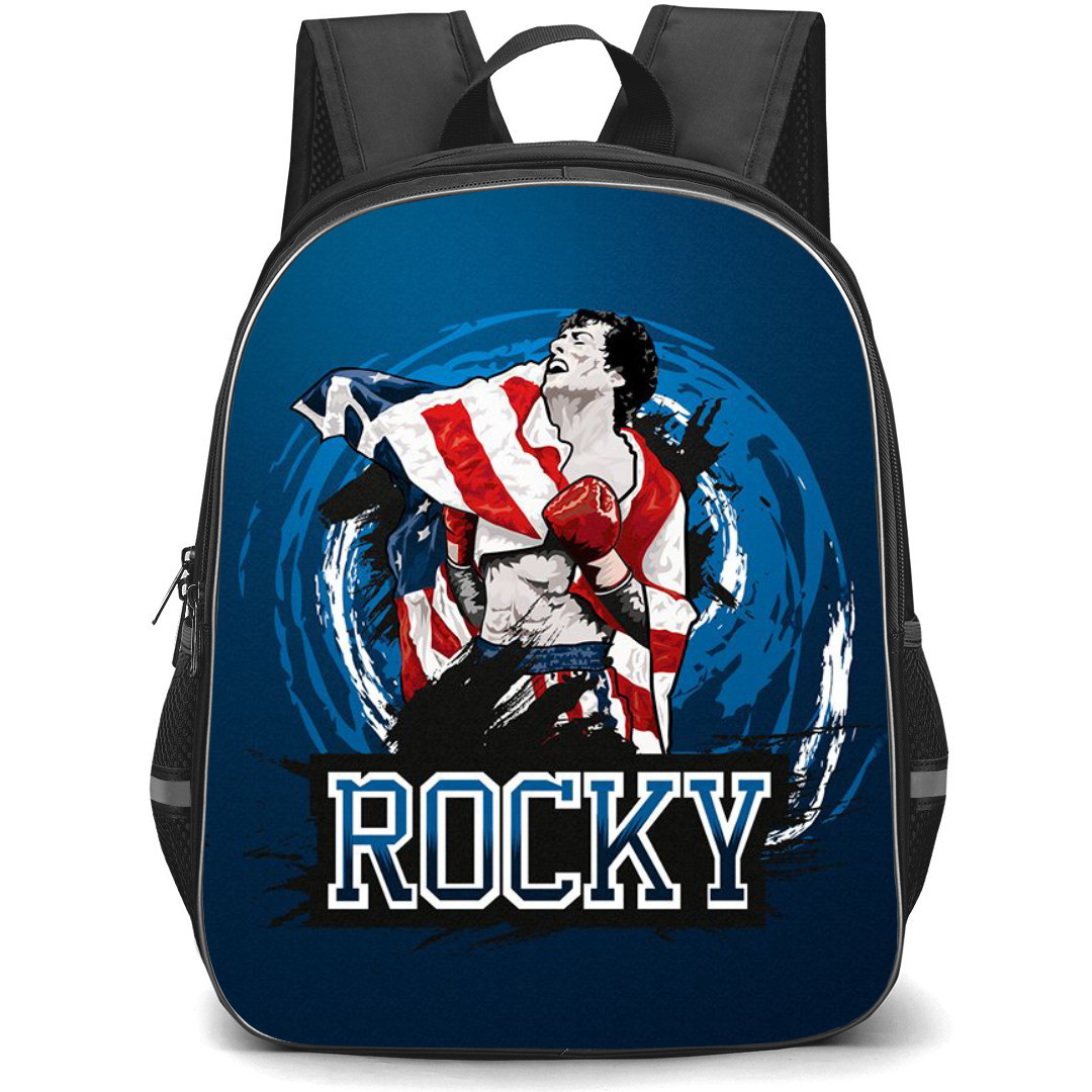 Rocky Backpack StudentPack - Rocky Balboa Illustration Art On Blue Background