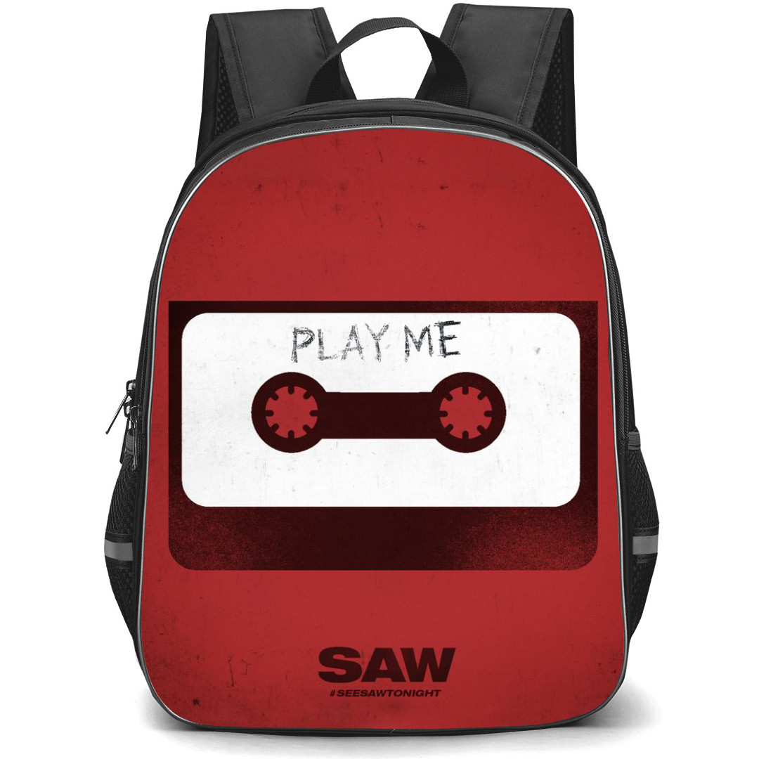 Saw Backpack StudentPack - Saw Play Me Cassette Minimalist Poster