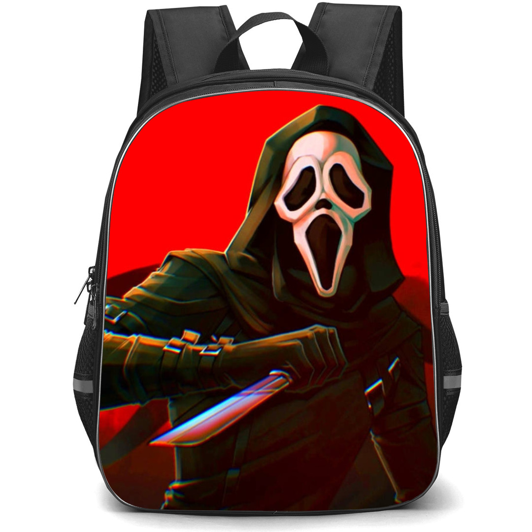 The Scream Backpack StudentPack - The Scream Ghostface Illustration Art Red And Black