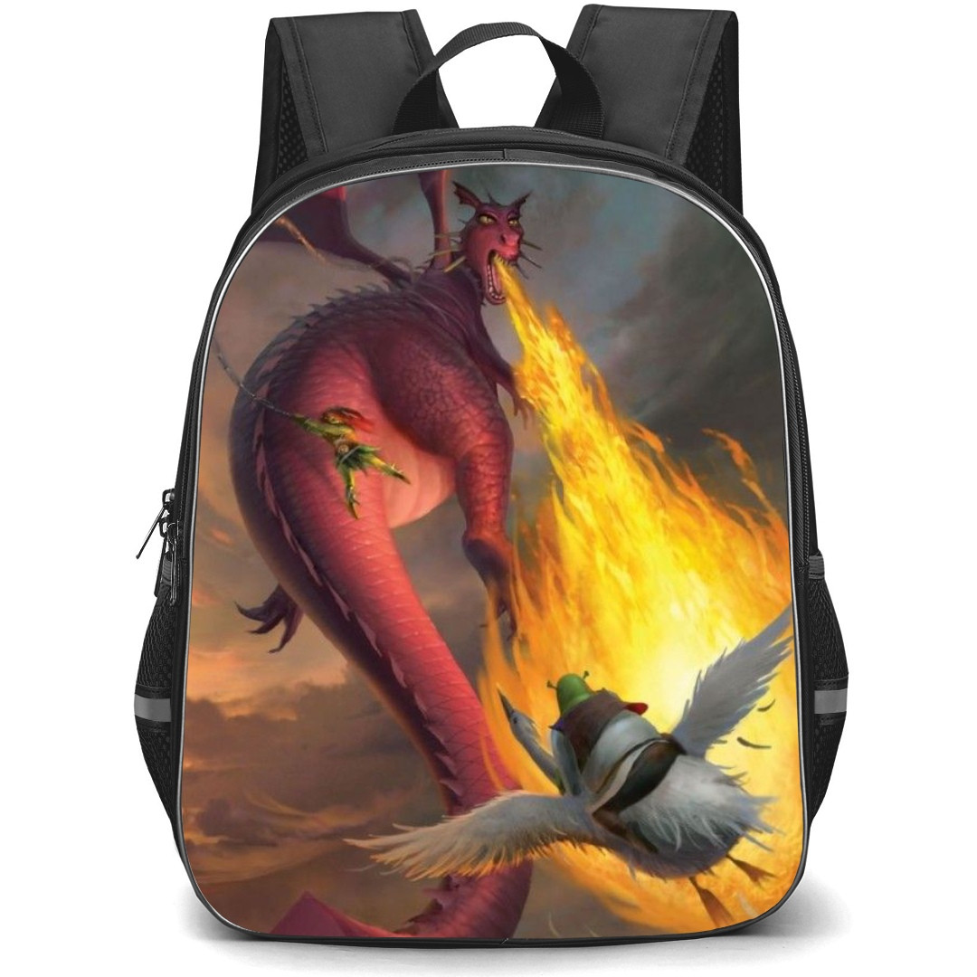Shrek Phone Case Backpack StudentPack - Characters Dragon Fight Illustration