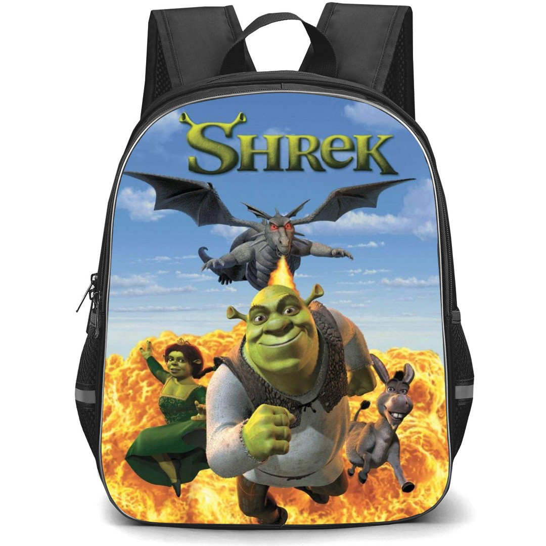Shrek Phone Case Backpack StudentPack - Characters Chase by a Gray Dragon Illustration