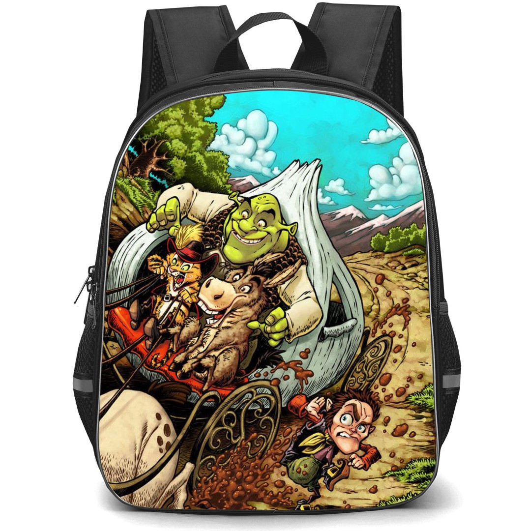 Shrek Phone Case Backpack StudentPack - Characters Riding Carriage Illustration