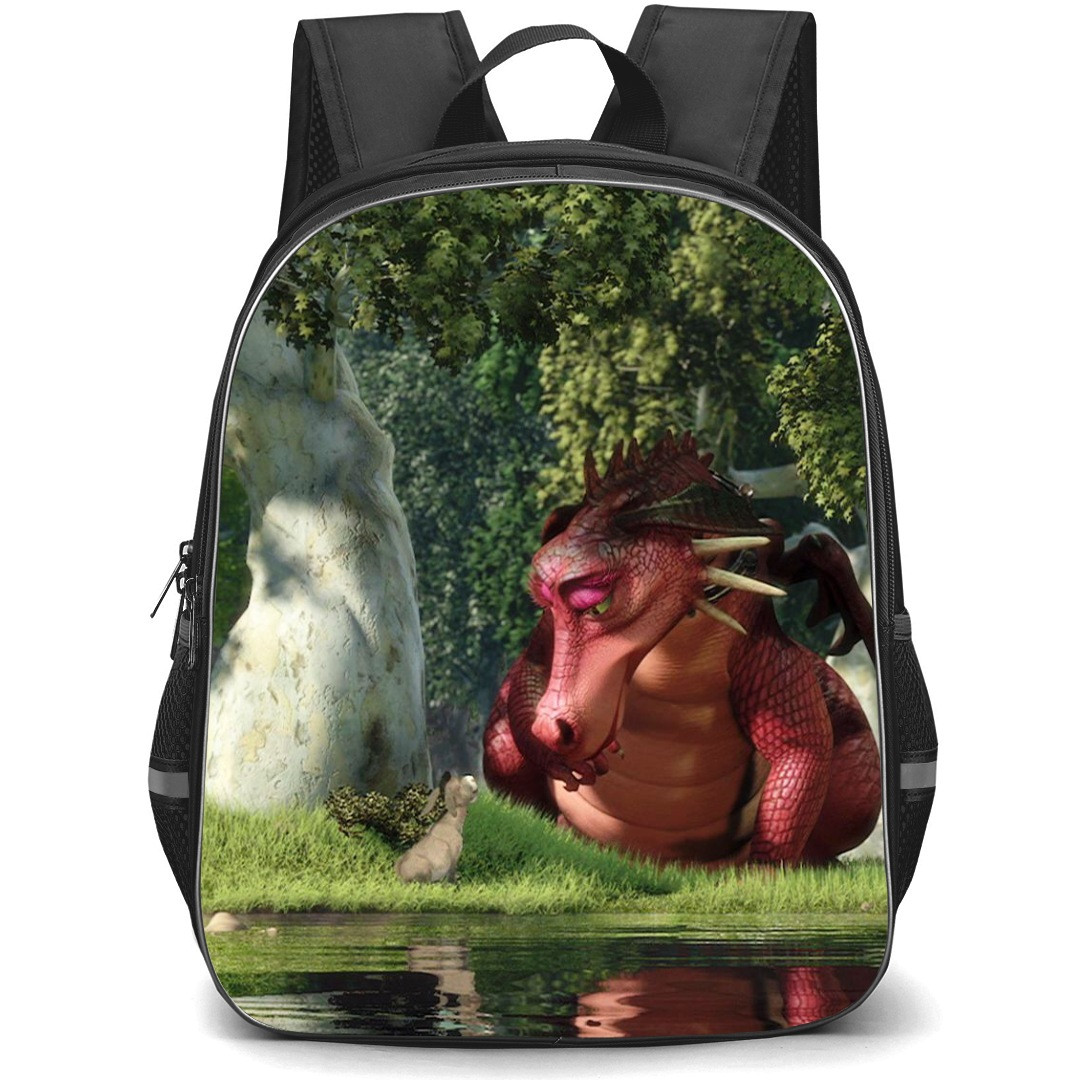 Shrek Phone Case Backpack StudentPack - Donkey and Sad Dragon Illustration