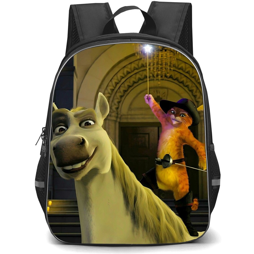 Shrek Phone Case Backpack StudentPack - Donkey and Puss In Boots Star Wand Portrait