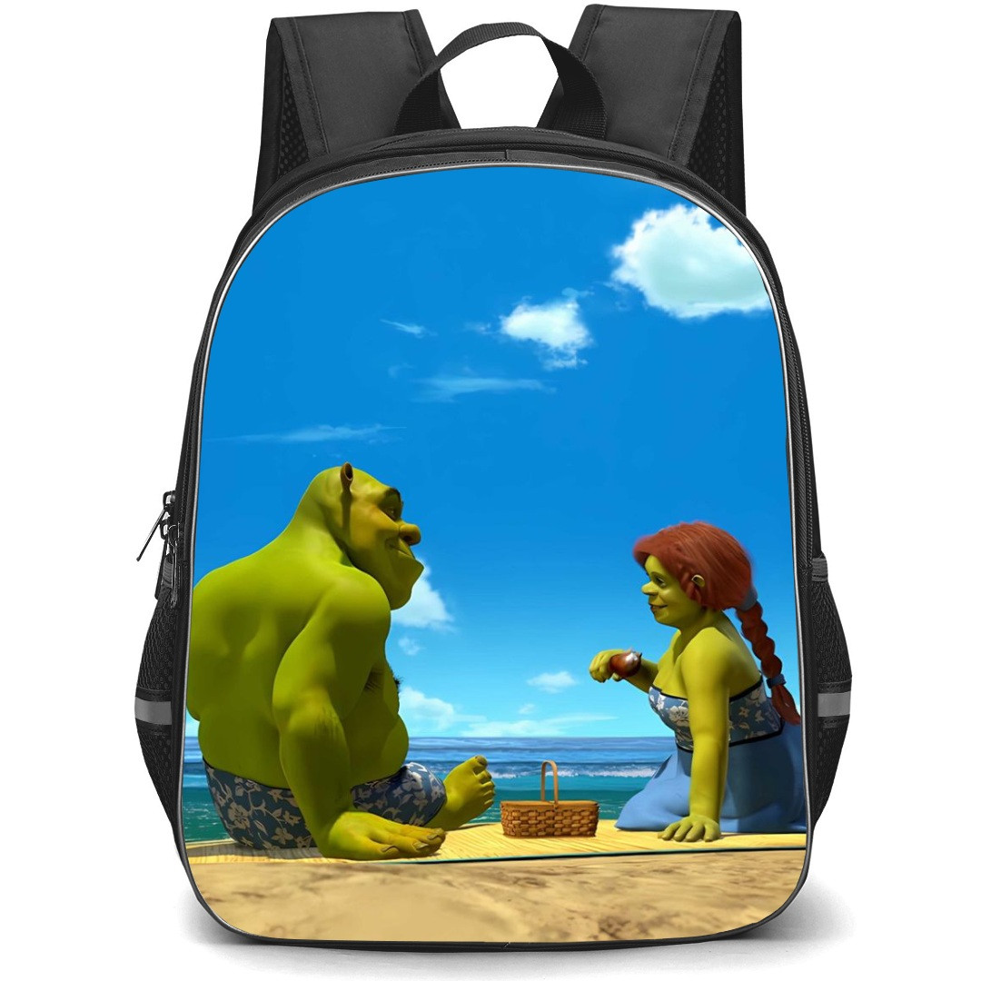 Shrek Phone Case Backpack StudentPack - Shrek And Ogre Fiona At The Beach Side Portrait