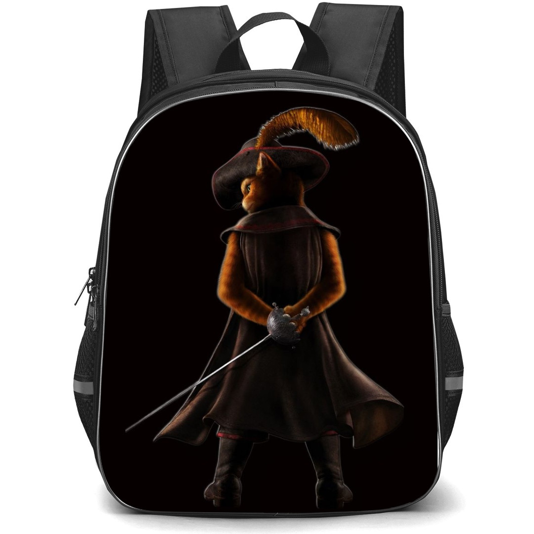 Shrek Puss In Boots Phone Case Backpack StudentPack - Puss In Boots Back Portrait Black Background