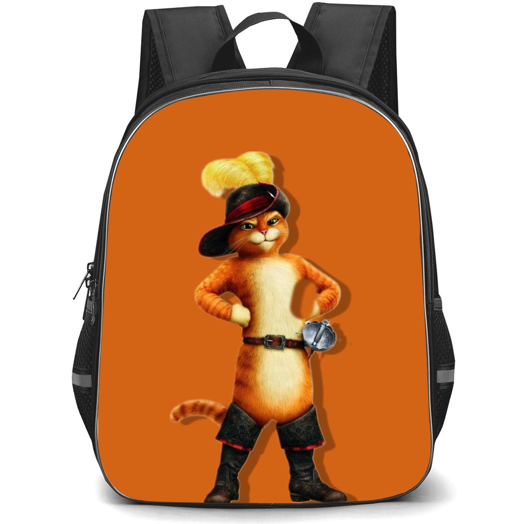 Shrek Puss In Boots Phone Case Backpack StudentPack - Puss in Boots Standing Orange Background