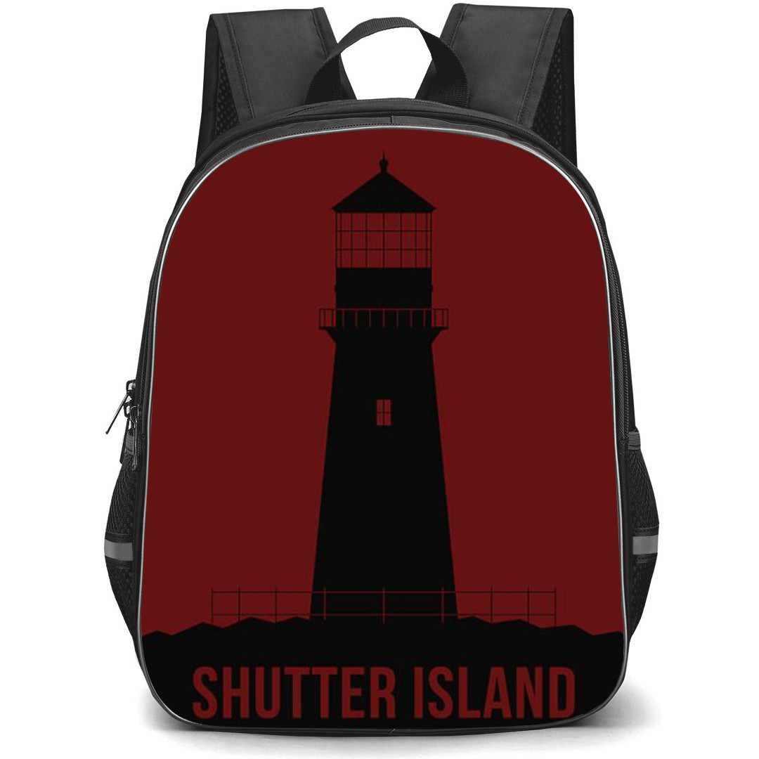 Shutter Island Backpack StudentPack - Shutter Island Light House Black Illustration On Red Background
