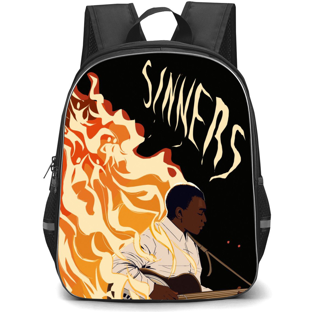Sinners Smoke Backpack School Bag StudentPack - Smoke Playing Guitar Side Portrait Series Poster