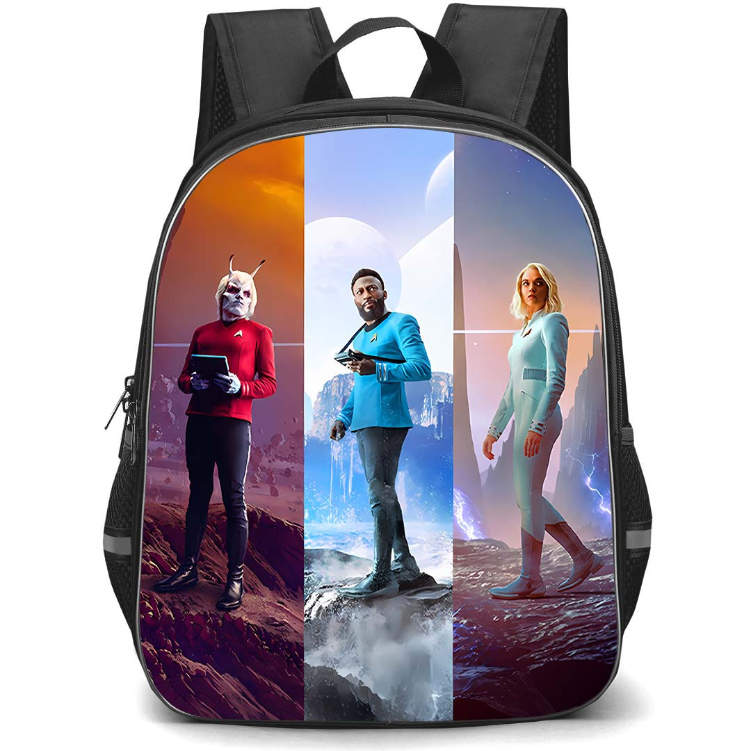 Star Trek Strange New Worlds Backpack School Bag StudentPack - Star Trek Strange New Worlds M Benga Hemmer Una Chin-Riley Character Collage Poster