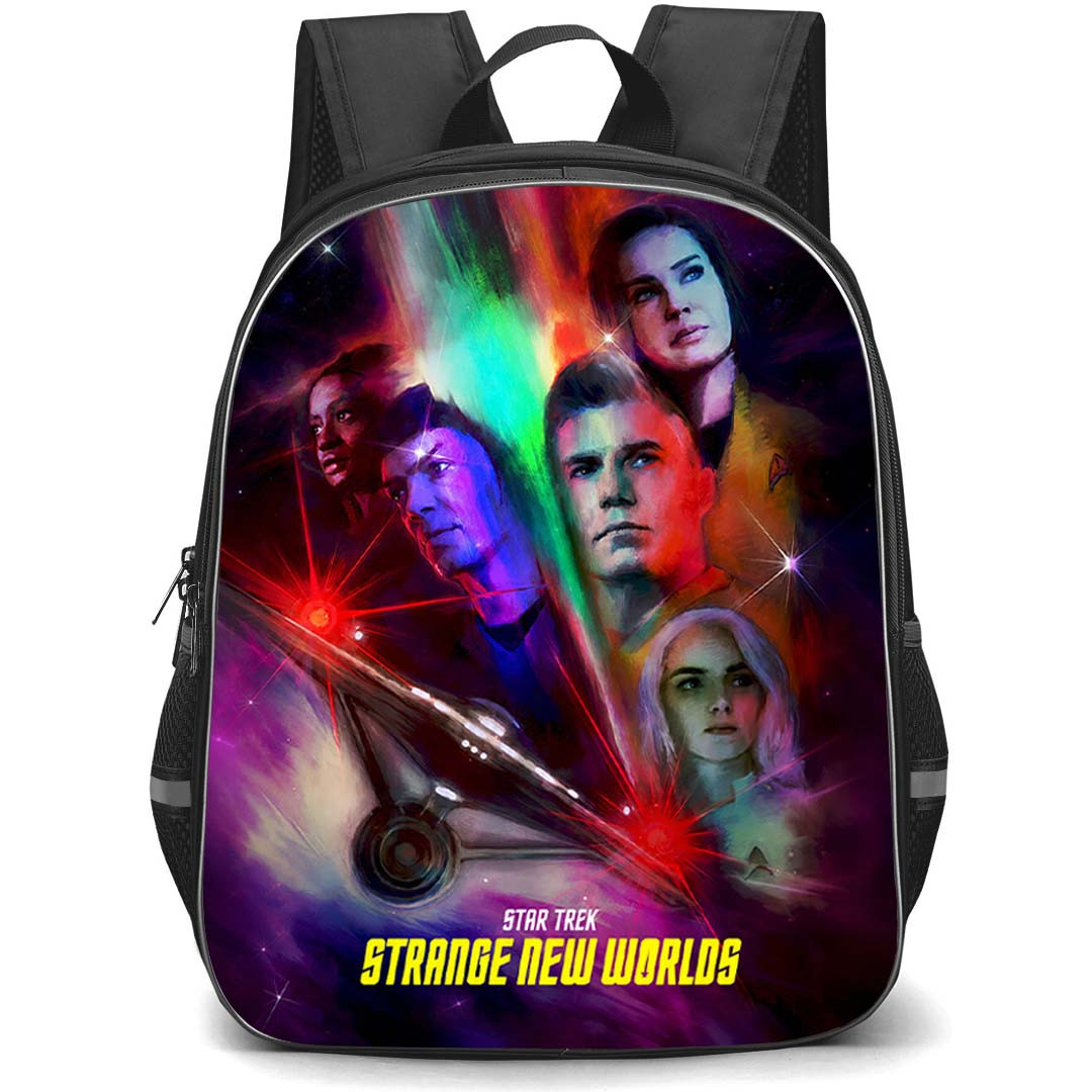 Star Trek Strange New Worlds Backpack School Bag StudentPack - Star Trek Strange New Worlds Painted Crew USS Enterprise Cosmic Artwork Poster