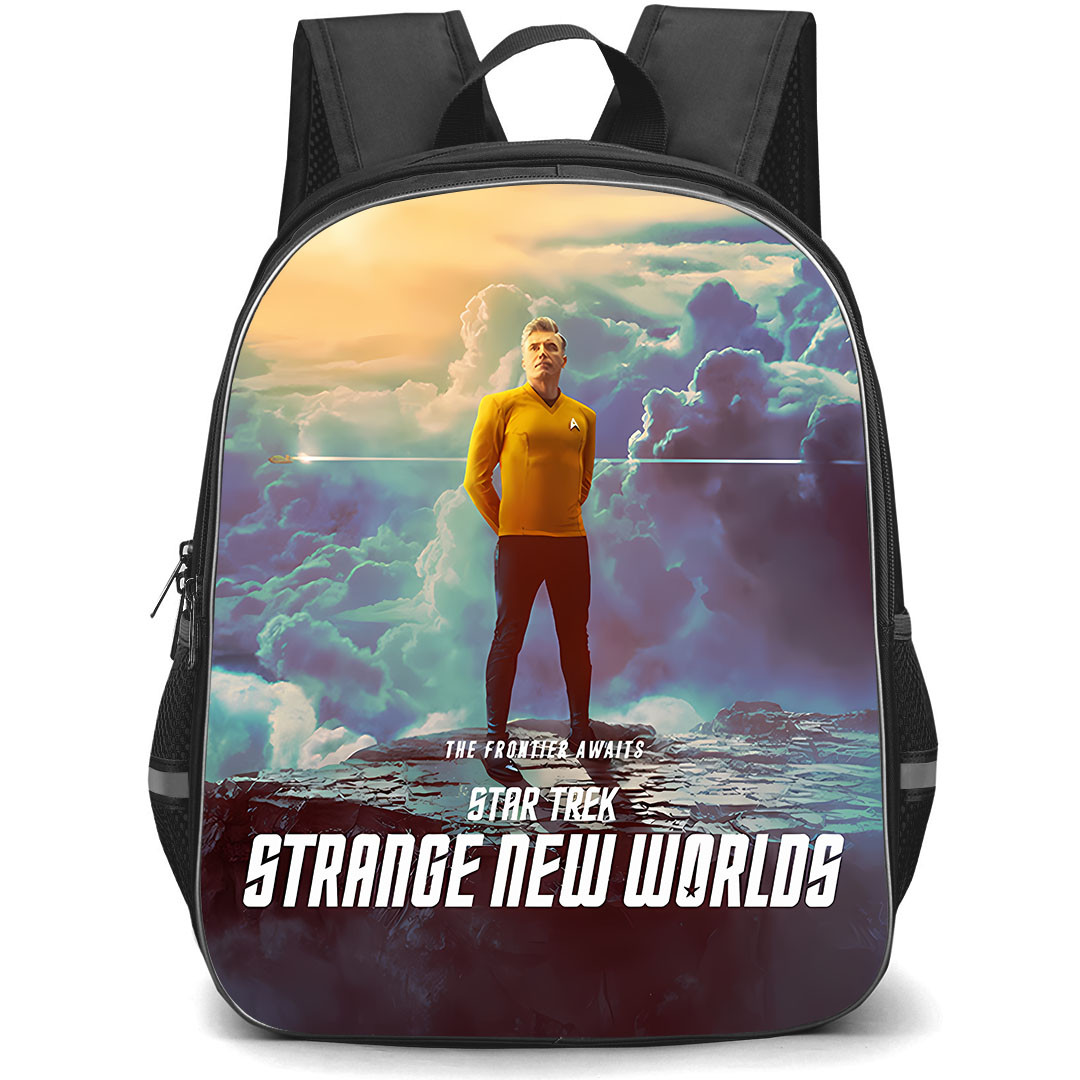 Star Trek Strange New Worlds Captain Christopher Pike Backpack School Bag StudentPack - Captain Christopher Pike Frontier Awaits Poster