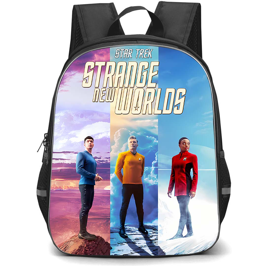 Star Trek Strange New Worlds Backpack School Bag StudentPack - Star Trek Strange New Worlds Spock Pike Uhura Character Collage Poster