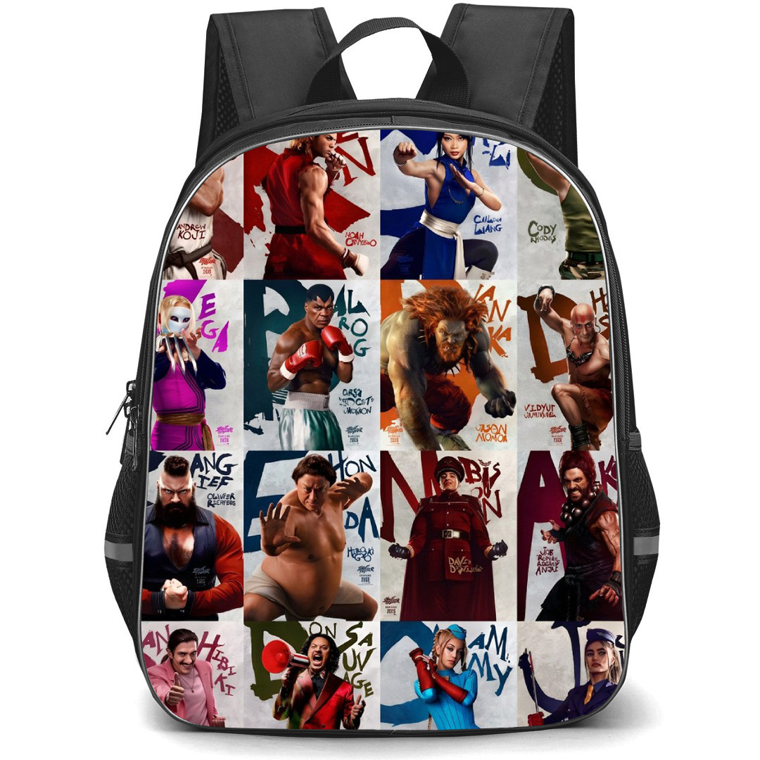 Street Fighter Backpack School Bag StudentPack - Street Fighter Characters Poster Collage