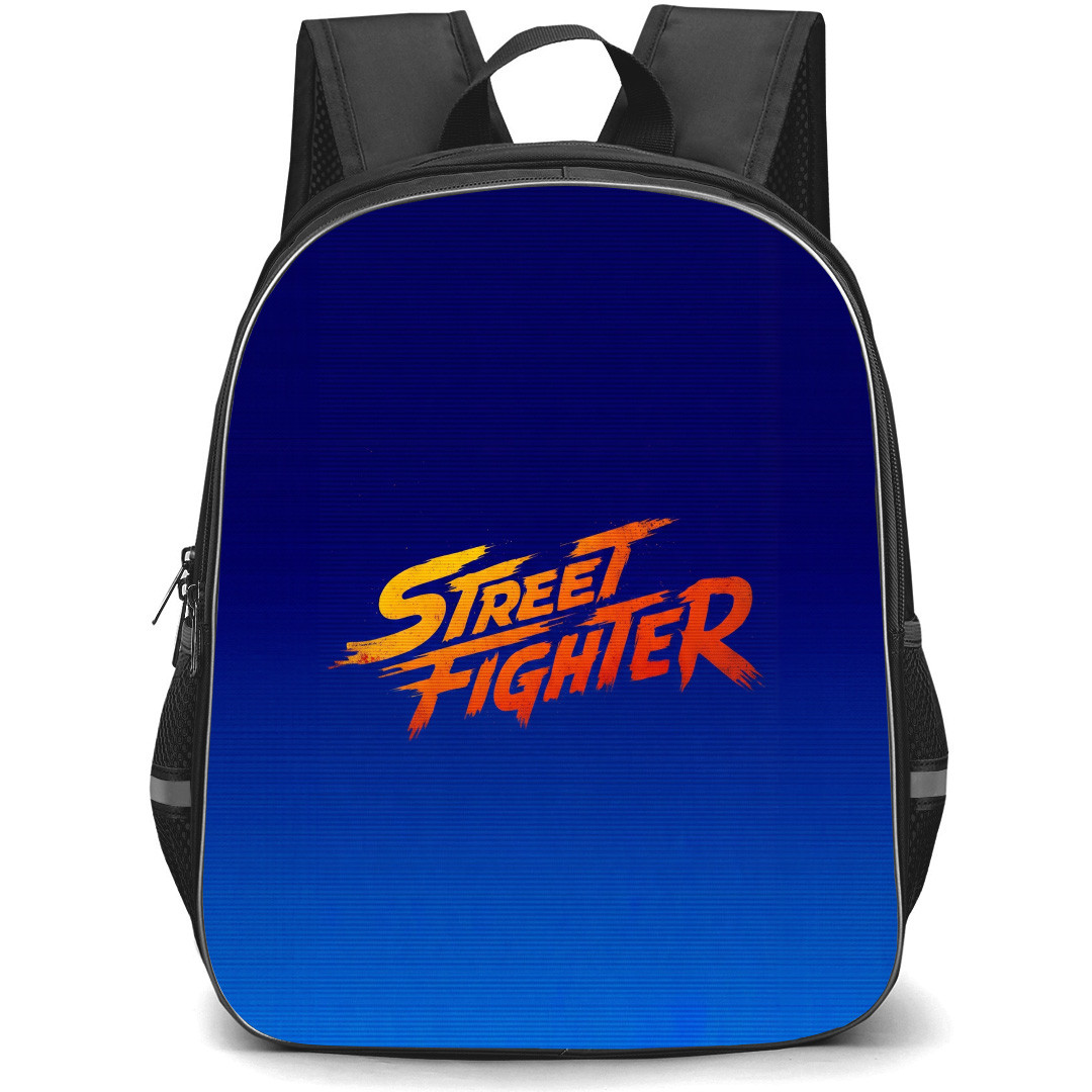 Street Fighter Backpack School Bag StudentPack - Street Fighter Series Logo In Blue Gradient