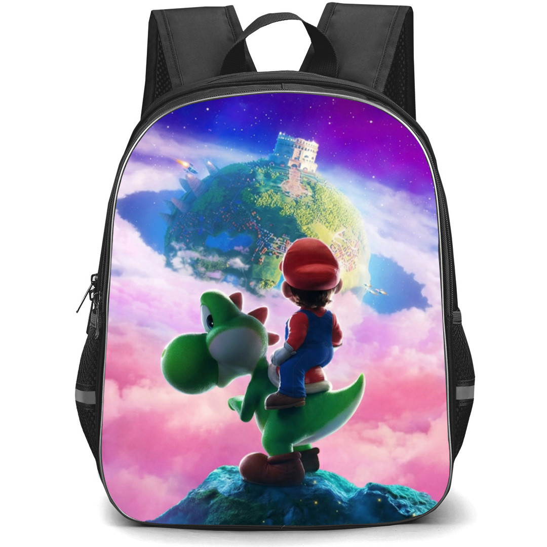 The Super Mario Galaxy Backpack School Bag StudentPack - Mario And Yoshi Standing In Space