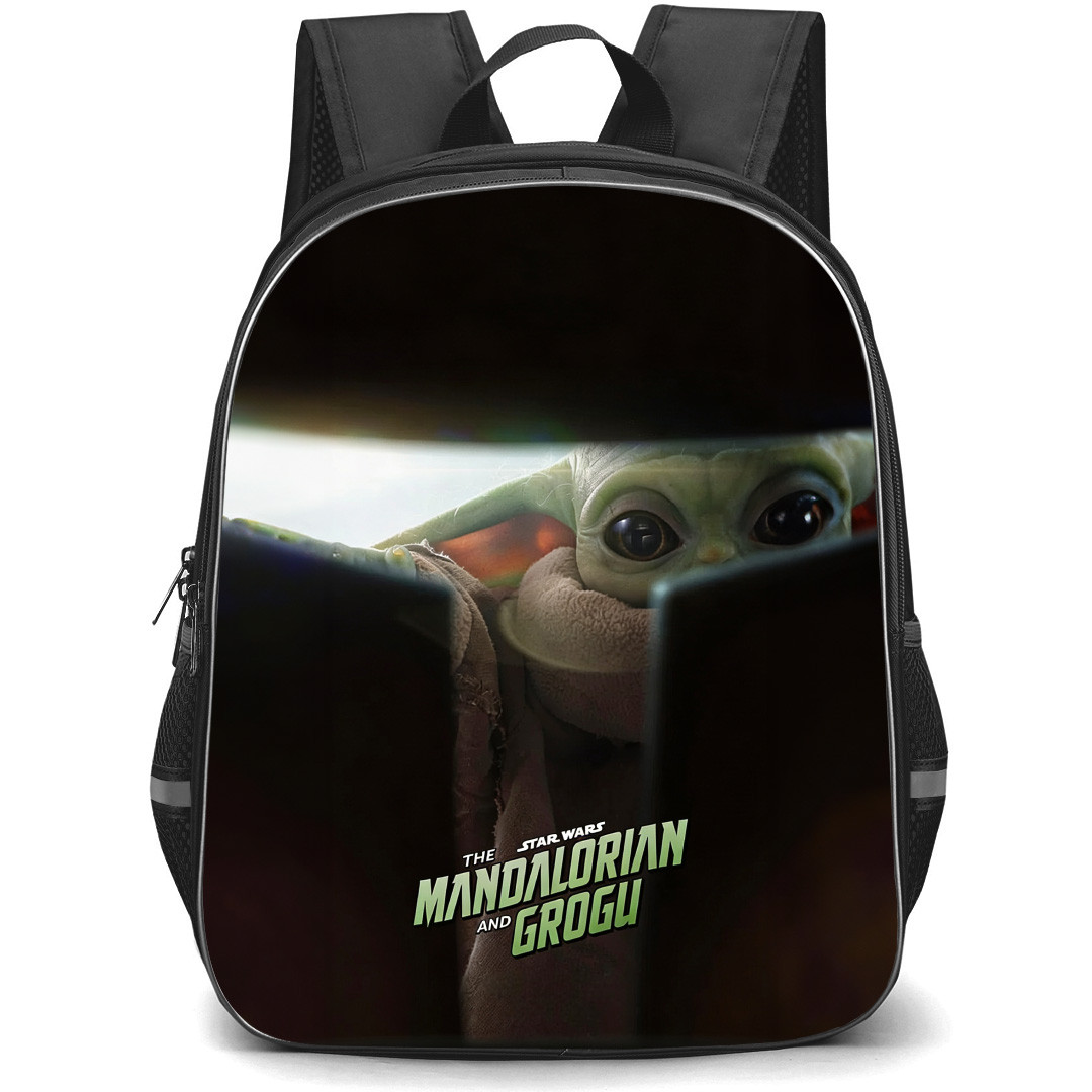 Star Wars The Mandalorian And Grogu Backpack School Bag StudentPack - Star Wars The Mandalorian And Grogu Peeking Helmet Series Poster