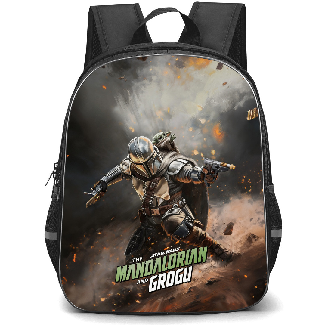 Star Wars The Mandalorian And Grogu Backpack School Bag StudentPack - Star Wars The Mandalorian And Grogu Attack War Fierce Series Poster