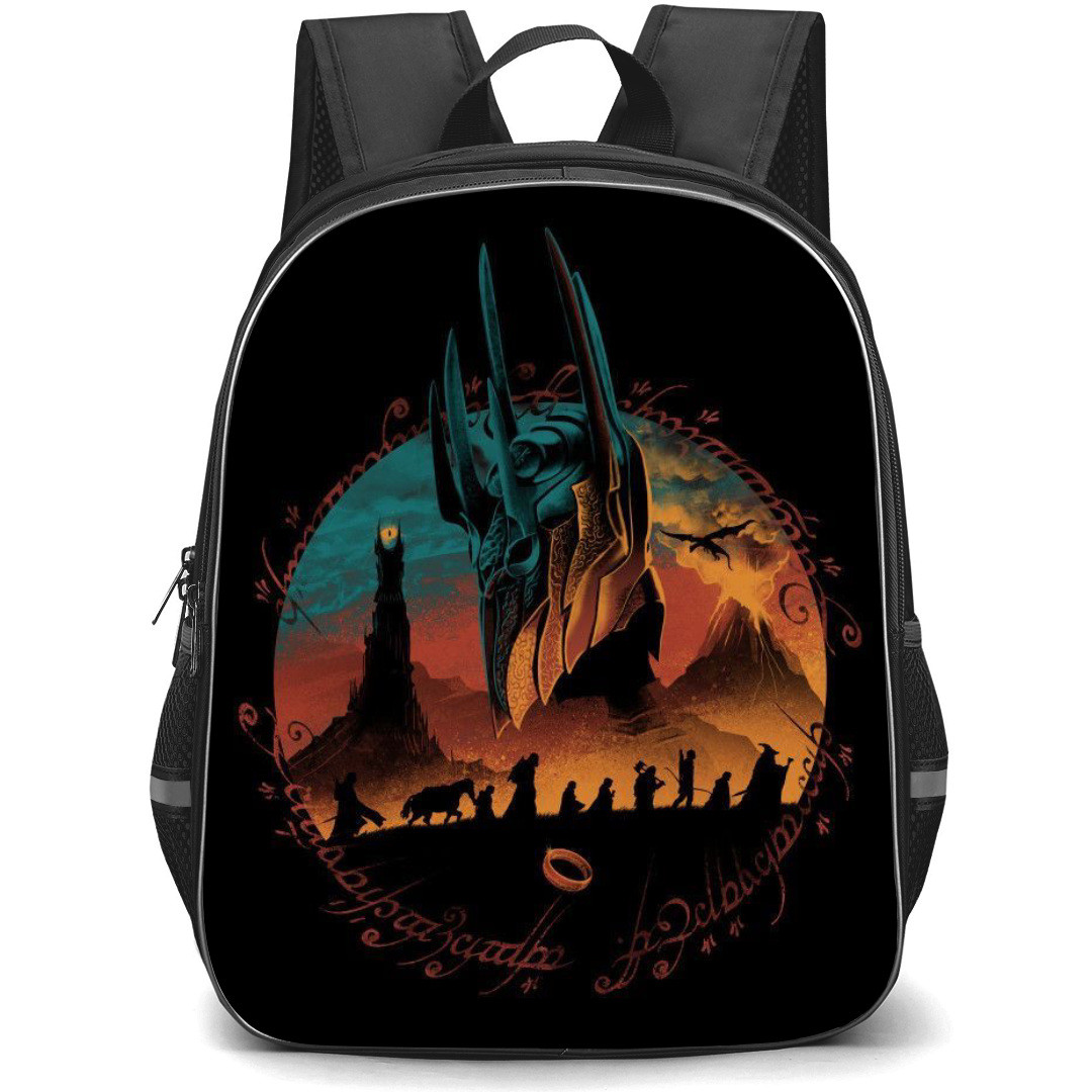 The Lord Of The Rings Backpack StudentPack - The Lord Of The Rings Middle Earth Illustration Art On Black Background