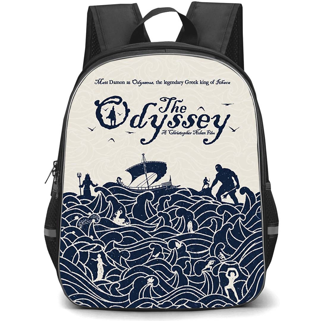 The Odyssey Backpack School Bag StudentPack - The Odyssey Blue Ocean Waves Mythology Silhouette Poster