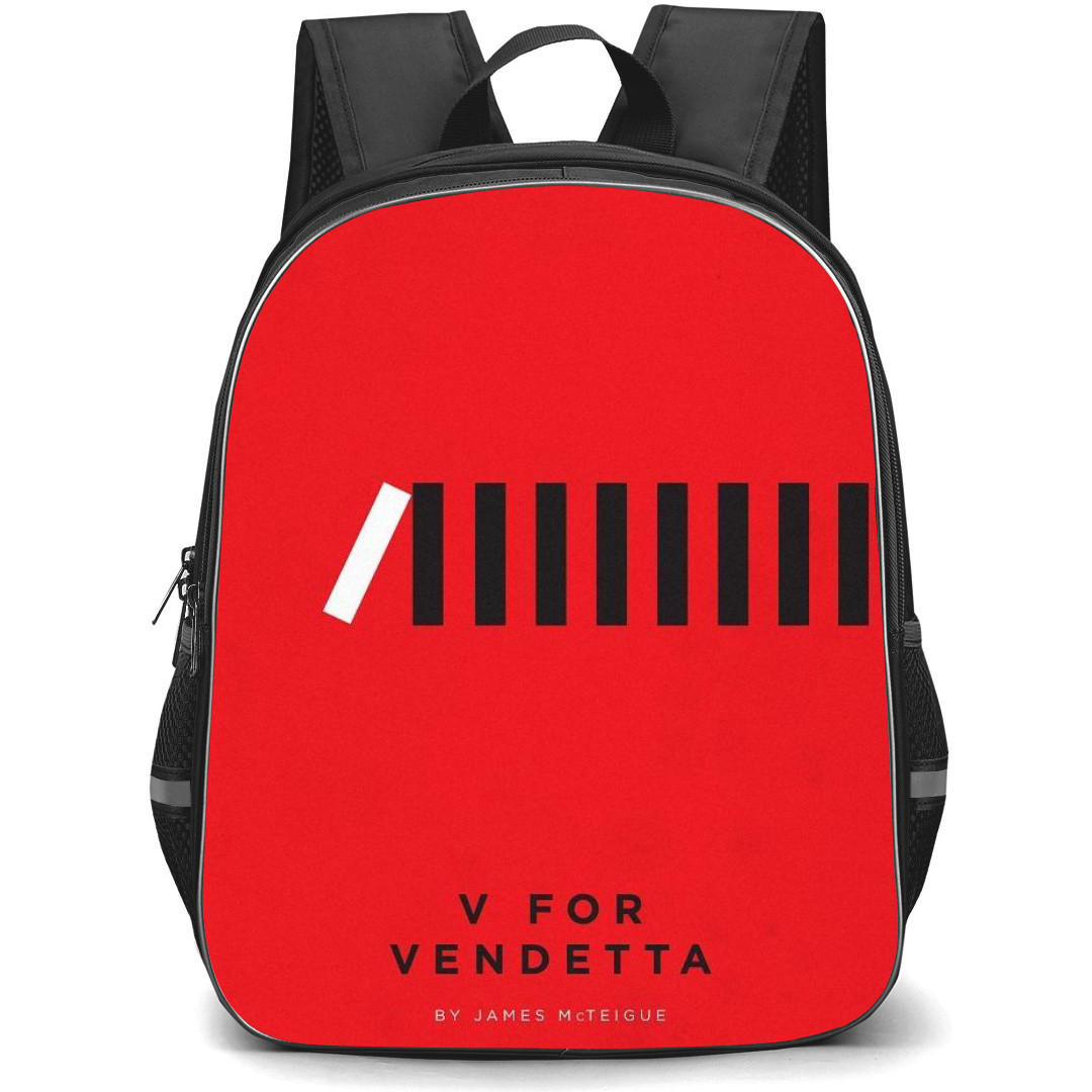 V For Vendetta Backpack StudentPack - V For Vendetta Minimalist Movie Poster Red Background