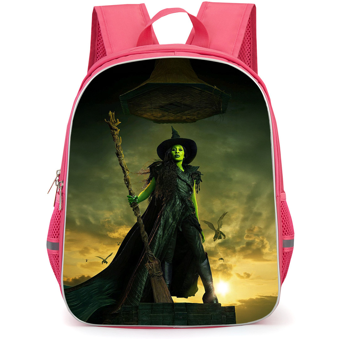 Wicked Backpack School Bag StudentPack - Wicked For Good Elphaba Standing On A Rock with Sunset Background