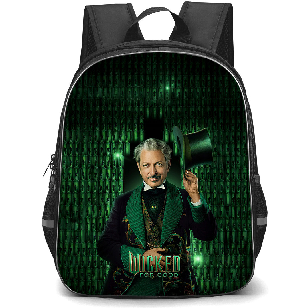 Wicked Backpack School Bag StudentPack - Wicked For Good The Wizard Profile Poster with Green Background