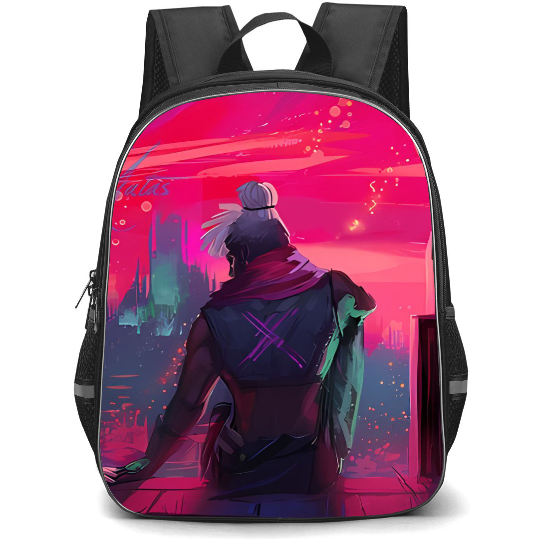 Famous Television Series Arcane Ekko Backpack StudentPack - Ekko Back Portrait Watercolor Art