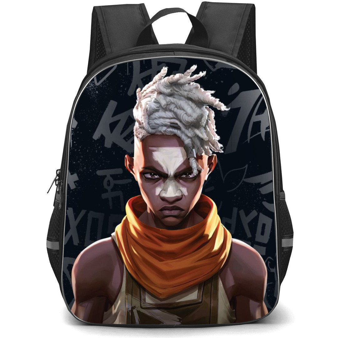 Famous Television Series Arcane Ekko Backpack StudentPack - Ekko Graffiti Art Portrait