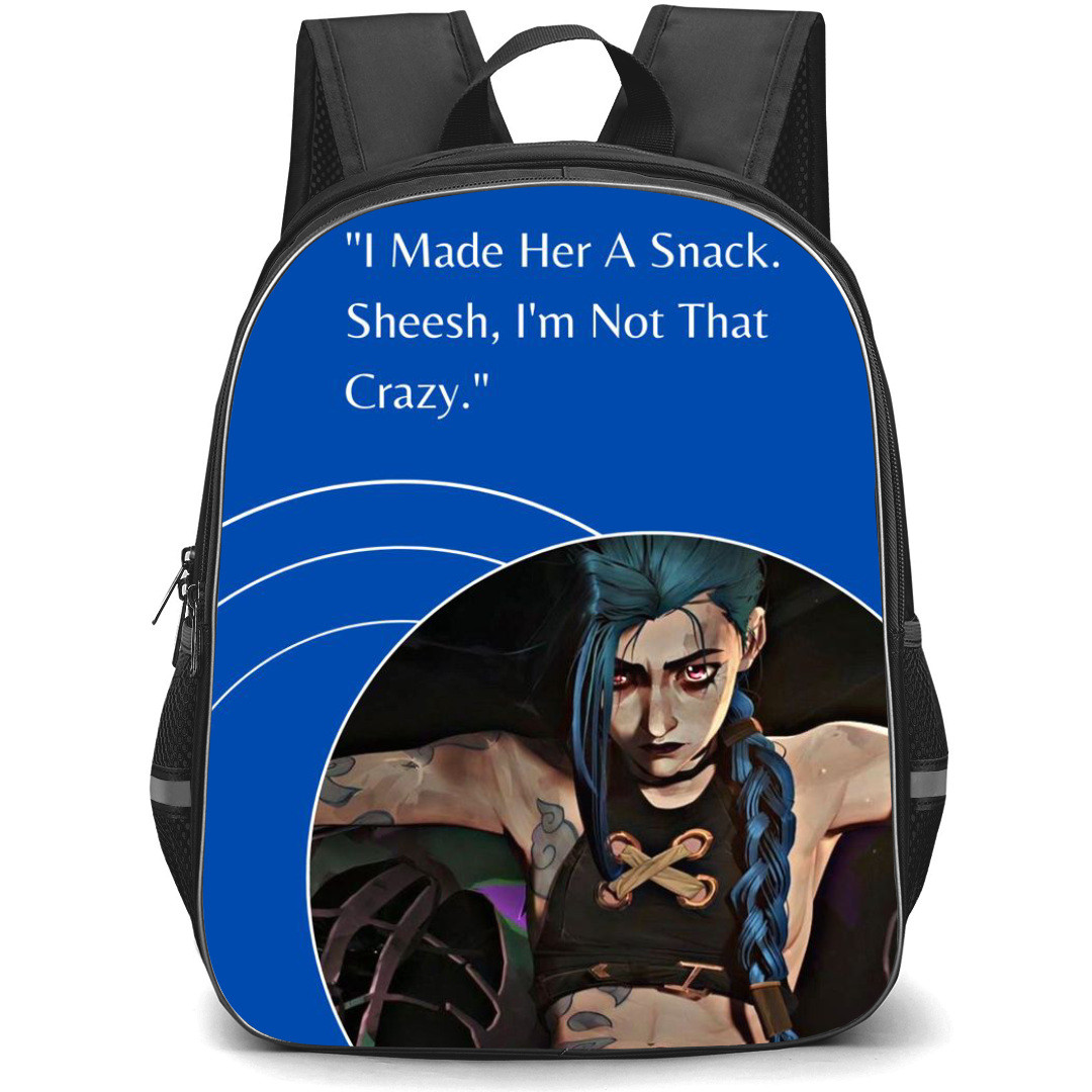 Arcane Backpack StudentPack - Arcane I Made Her A Snack Sheesh Quote Blue Background