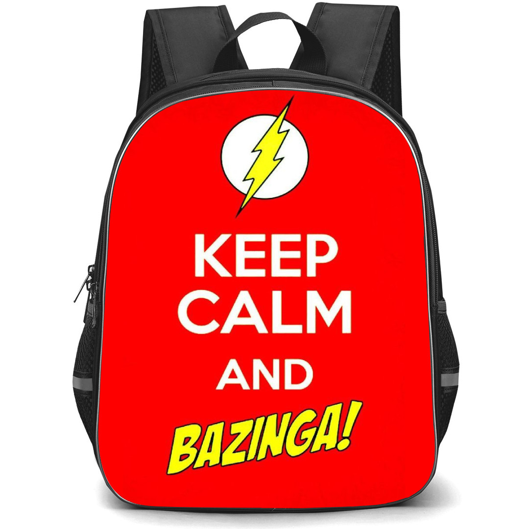 The Big Bang Theory Backpack StudentPack - The Big Bang Theory Keep Calm And Bazinga Quote On Red Background