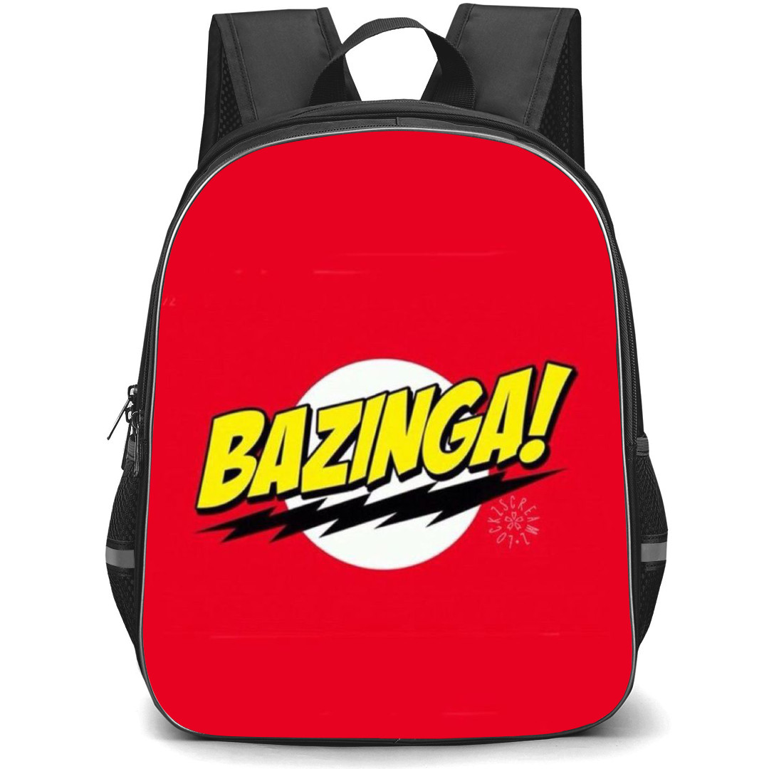 The Big Bang Theory Backpack StudentPack - The Big Bang Theory Bazinga Comic Layered Font On Red Background
