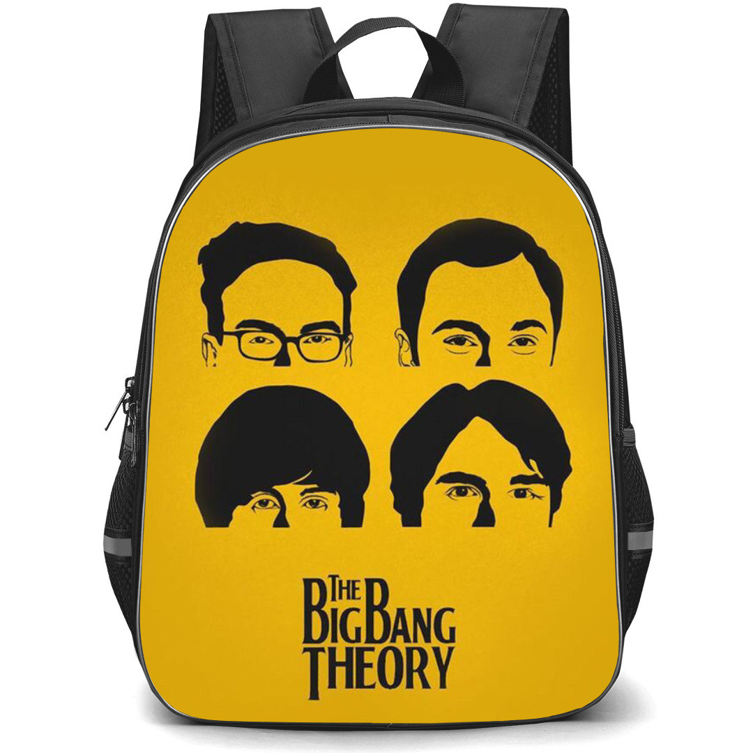 The Big Bang Theory Backpack StudentPack - The Big Bang Theory Character Half Face Silhouette On Yellow Background