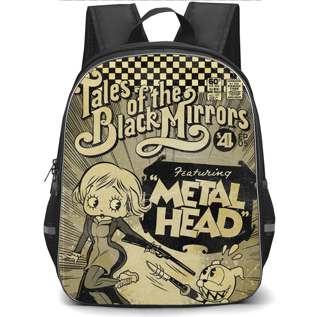 Black Mirror Backpack StudentPack - Black Mirror Metalhead Season 04 Episode 05 Black And White Poster