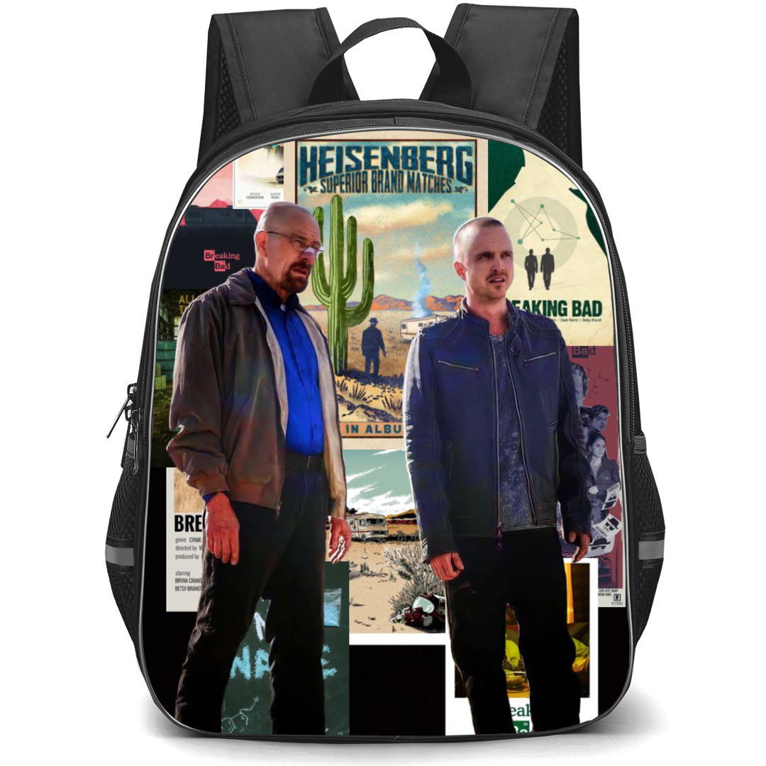 Breaking Bad Backpack StudentPack - Breaking Bad Walter And Jesse Sitting On Yellow Stripe Background