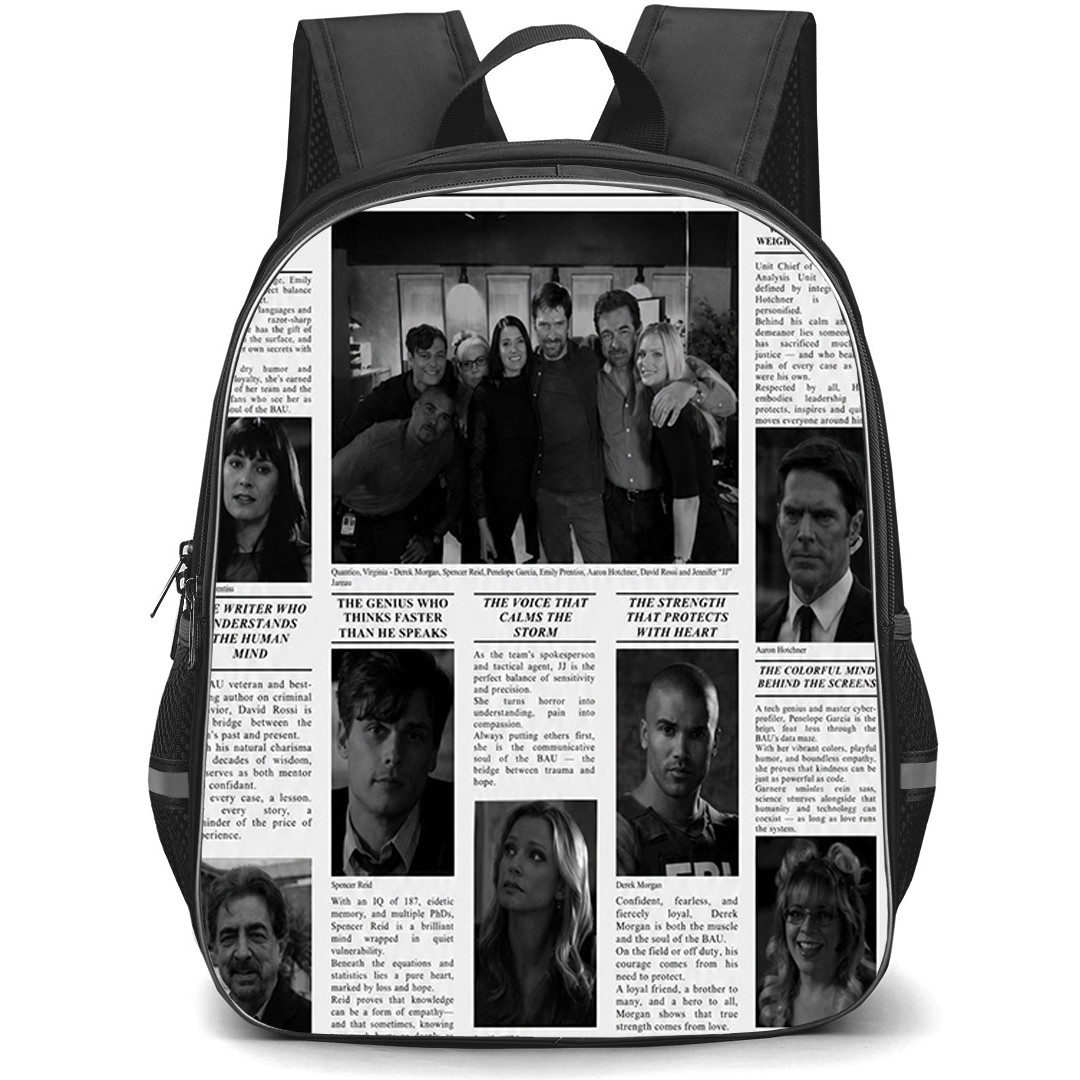 Criminal Minds Backpack School Bag StudentPack - Criminal Minds Newspaper Cover Cast Collage Poster