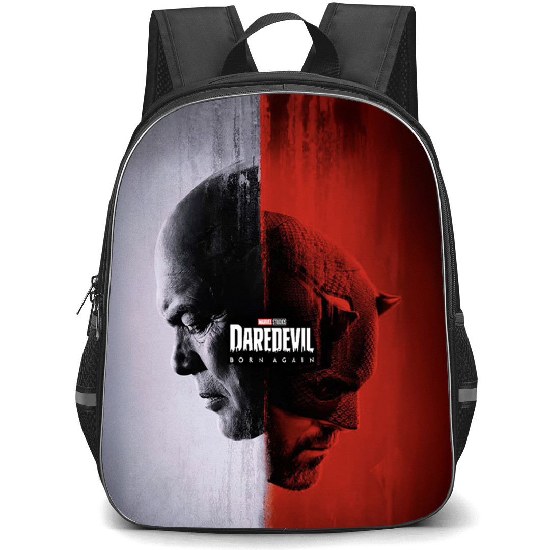 Daredevil Born Again Backpack StudentPack - Daredevil Born Again King Pin Daredevil Half Face on White and Red Background