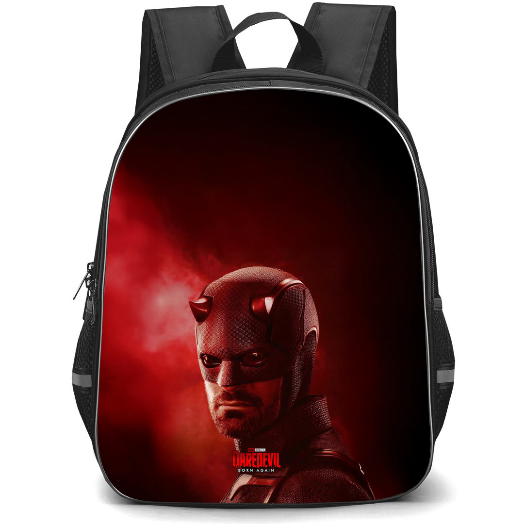 Daredevil Born Again Backpack StudentPack - Daredevil Born Again Side Portrait on Red Smoky Background