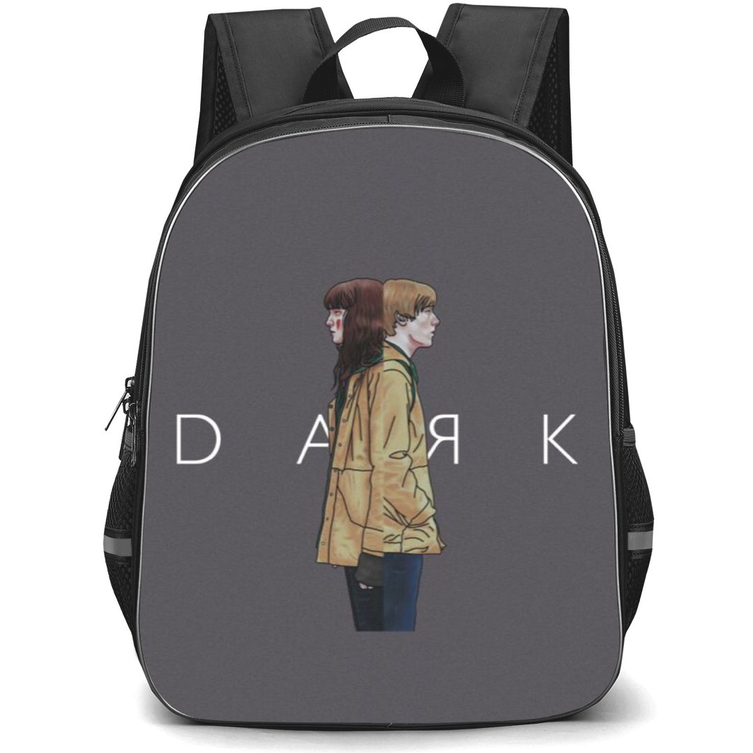 Dark Backpack StudentPack - Dark Marta And Jonas Illustration On Gray Background