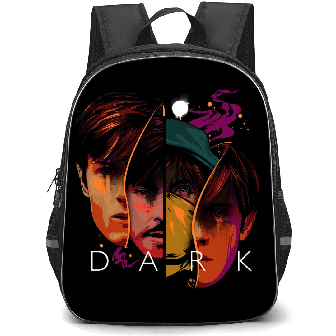 Dark Backpack StudentPack - Dark Netflix Series Cast Avatar Illustration On Black Background