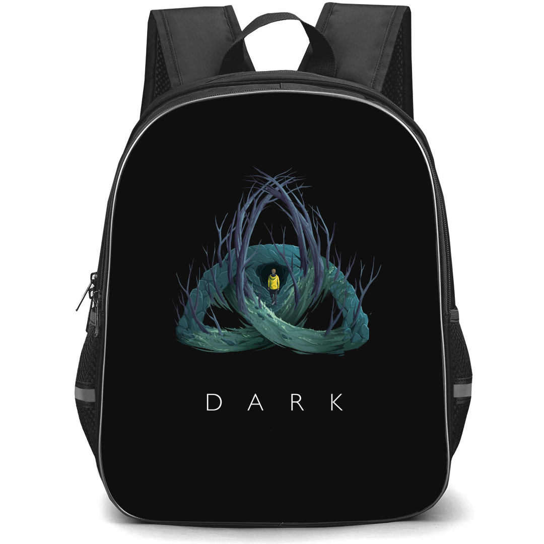 Dark Backpack StudentPack - Dark Netflix Series Logo Illustration Art On Black Background