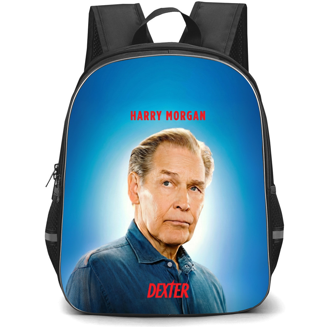 Dexter Harry Morgan Backpack School Bag StudentPack - Harry Morgan Portrait Series Poster On Blue Background