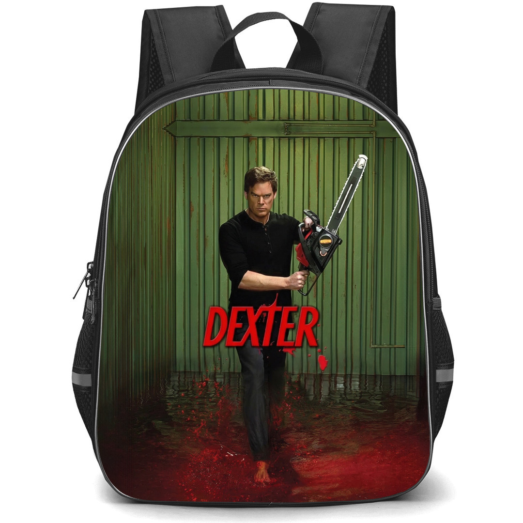 Dexter Backpack School Bag StudentPack - Dexter Holding Chainsaw Fierce Series Poster