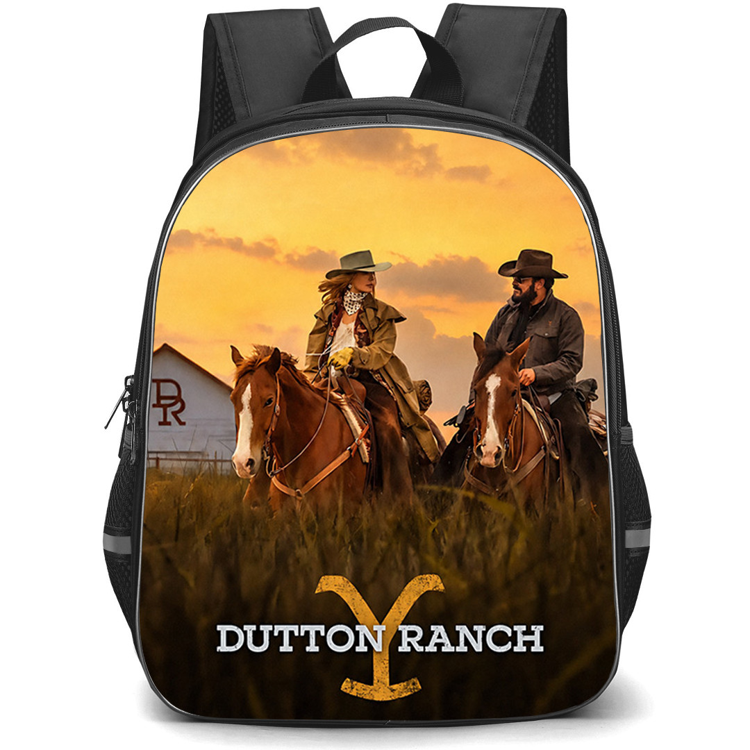 Dutton Ranch Backpack School Bag StudentPack - Dutton Ranch Rip And Beth Horseback Sunset Art Poster
