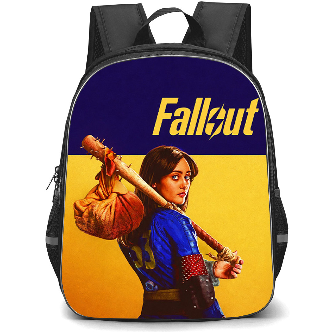 Fallout Lucy MacLean Backpack School Bag StudentPack - Lucy MacLean Yellow Blue Minimalist Poster