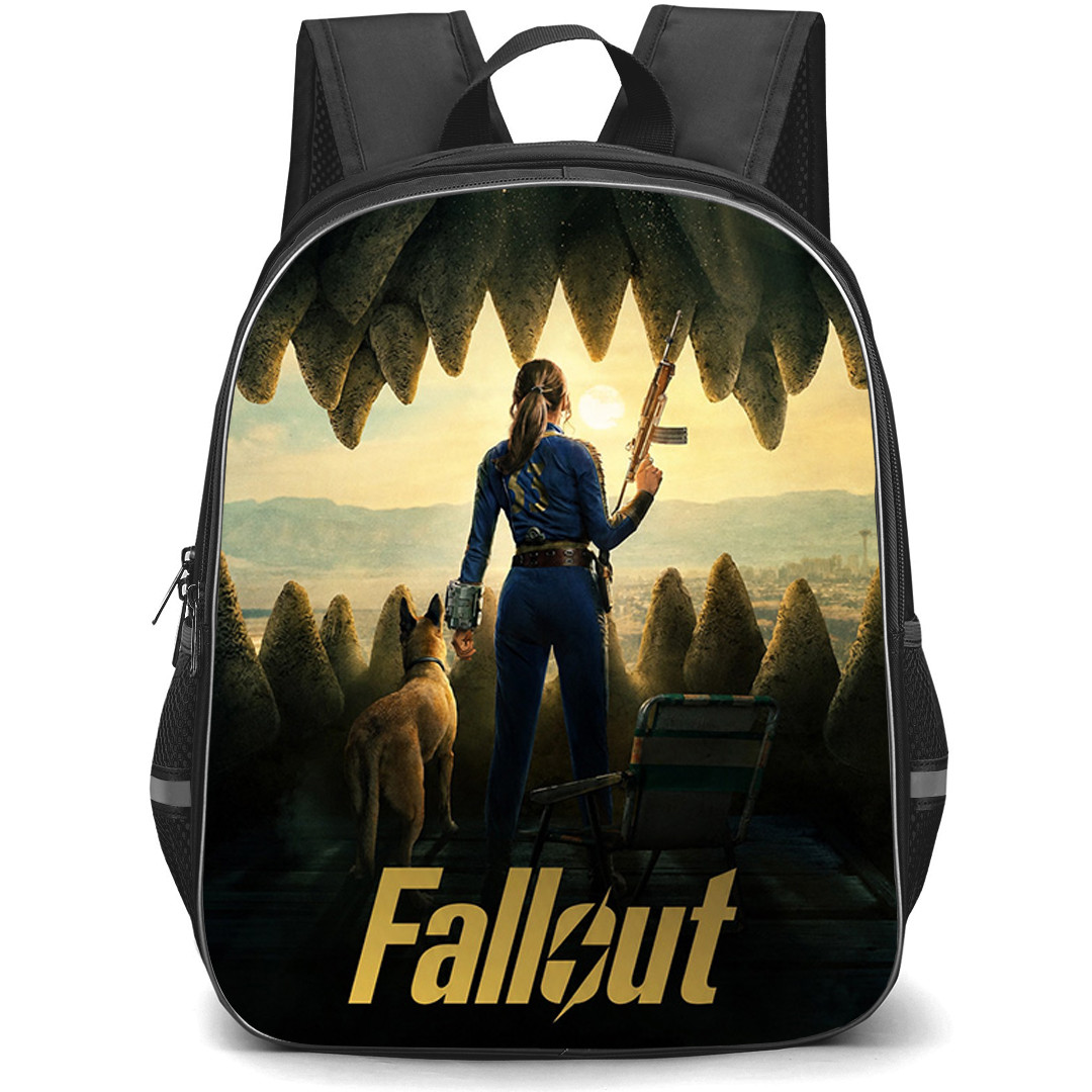 Fallout Backpack School Bag StudentPack - Fallout Lucy MacLean And CX404 Skull Cave Poster
