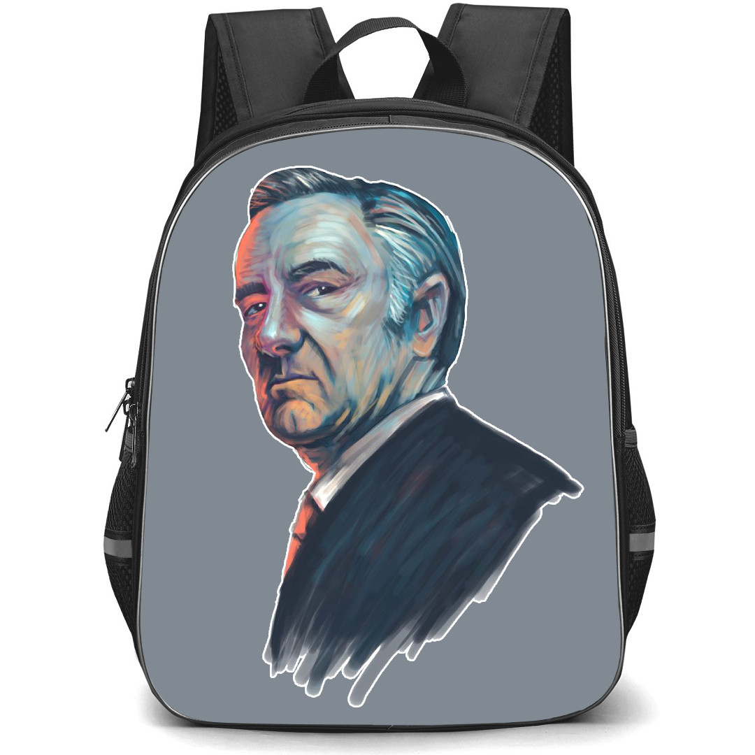House of Cards Backpack StudentPack - Francis Underwood Side Portrait Oil Painting On White Background